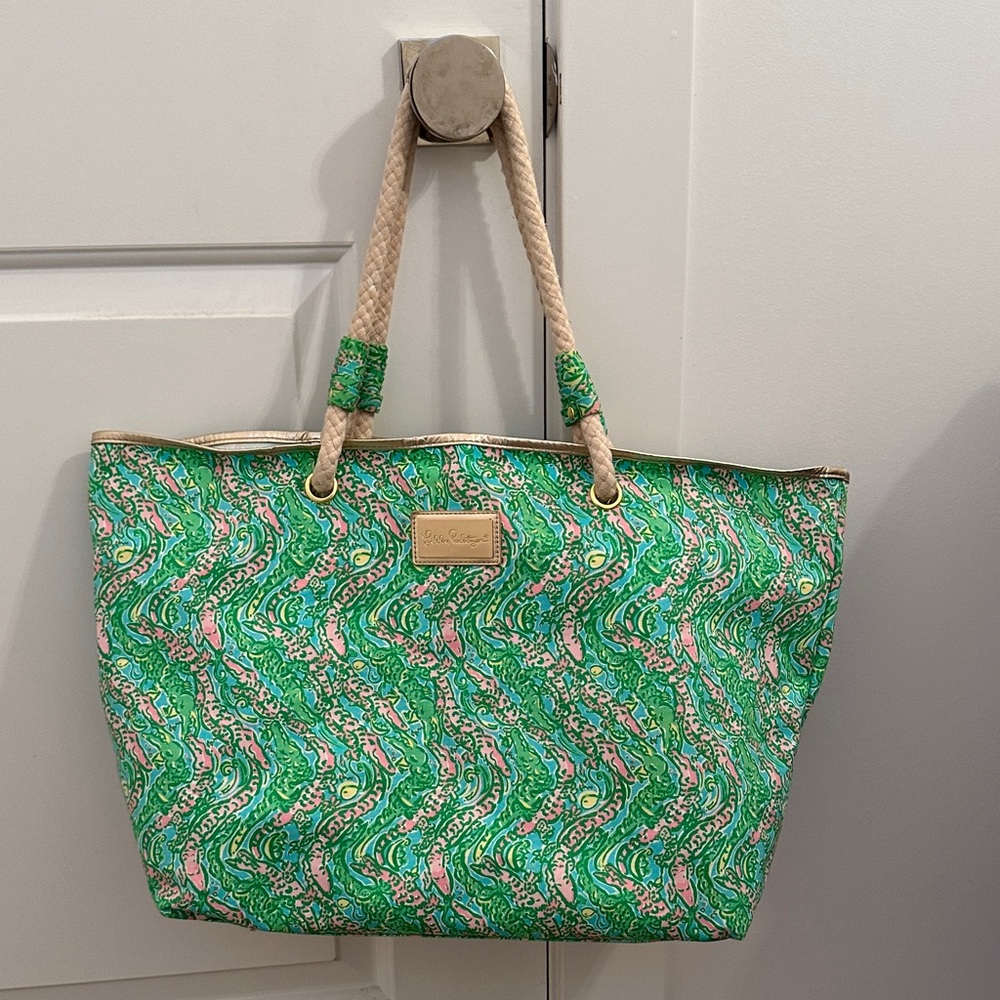 Lilly Pulitzer Vibrant Green and Pink Tote